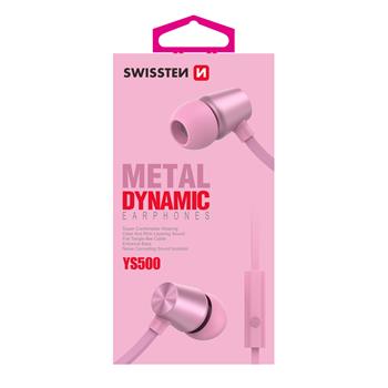 Sluchátka SWISSTEN earbuds dynamic YS-500 růžovo-zlaté