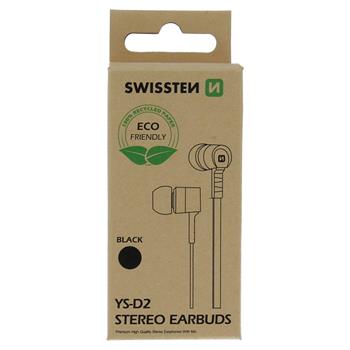 Sluchátka SWISSTEN earbuds superbass YS-D2 černé (ekologické balení)