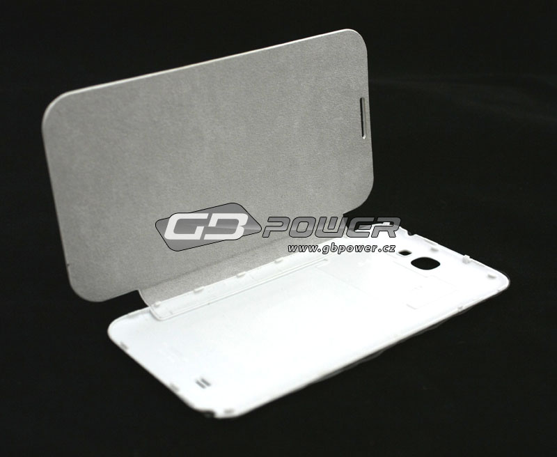 Pouzdro flip + zadní kryt Samsung N7100 Galaxy Note 2 bílé nápis blistr