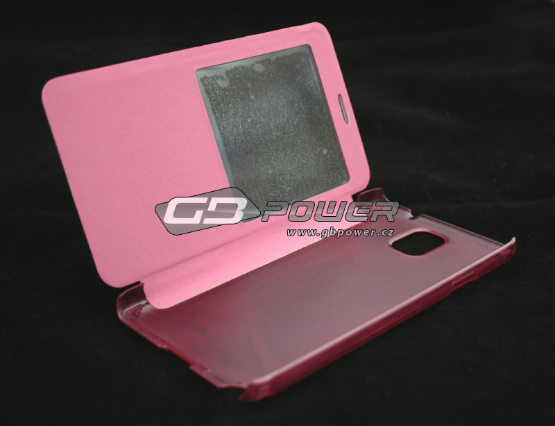 Pouzdro flip Samsung N9005 Galaxy Note 3 růžové blistr 1 okno