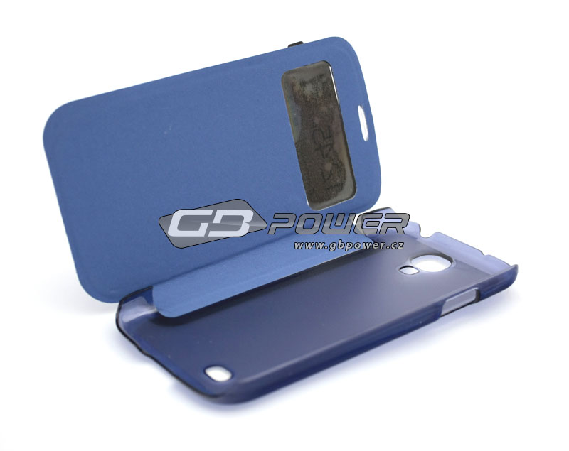 Pouzdro flip Samsung I9500 Galaxy S4 modré blistr 1 okno