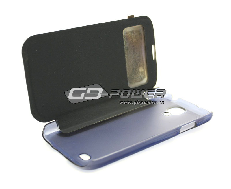 Pouzdro flip Samsung I9500 Galaxy S4 pebble blue blistr 1 okno