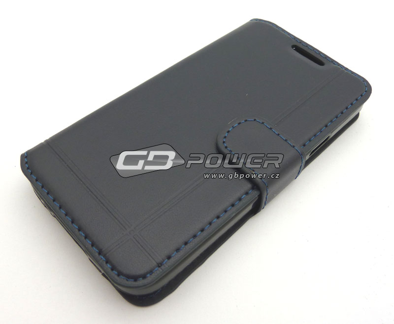 Pouzdro Leather Samsung G800F Galaxy S5 Mini modré