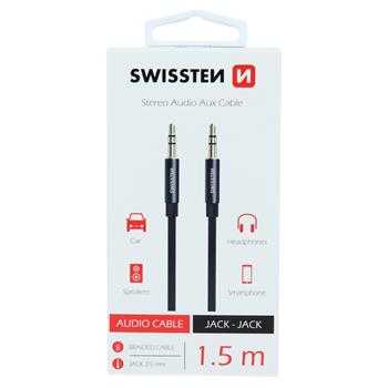 Audio kabel SWISSTEN Textile jack - jack 1,5m černý