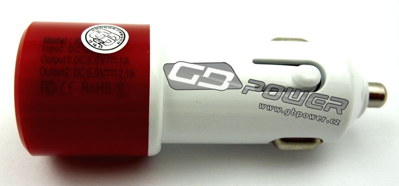 Autonabíječka 2 x USB červená 2A QAS-15