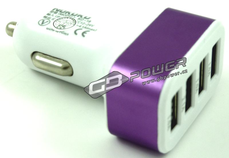 Autonabíječka Nokoko 4 x USB KO-14 perleťově fialová 3,1A