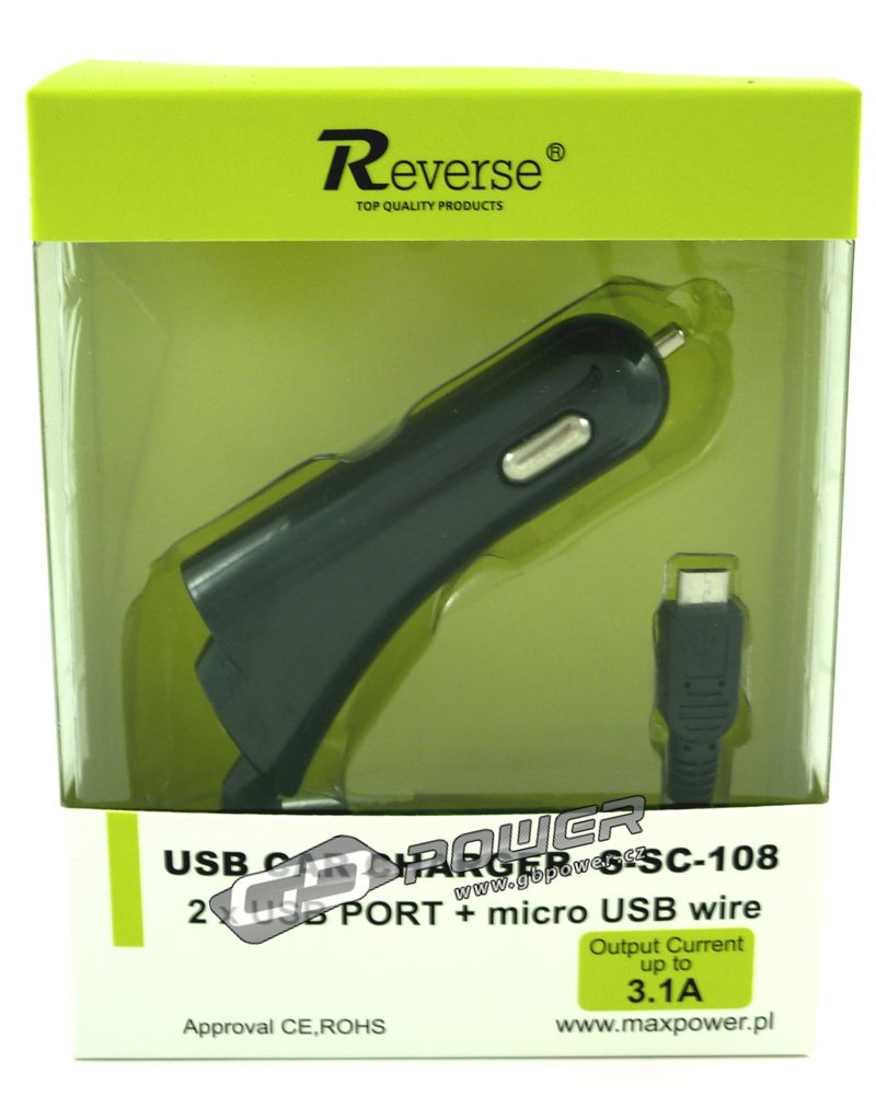 Autonabíječka REVERSE micro USB+2xUSB S-SC-108 3,1A