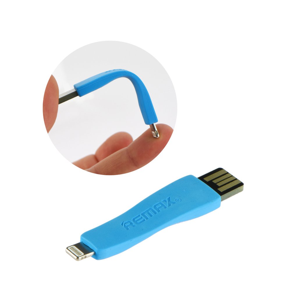 Datový kabel Apple iPhone 5 / 5S / 6 / 6S /7 USB REMAX RC-024i přívěšek na klíče modrý