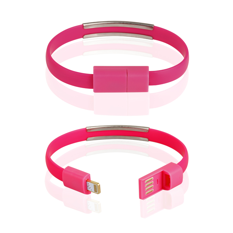 Datový kabel Apple iPhone 5 / 5S / 6 / 7 / 7 Plus náramek růžový