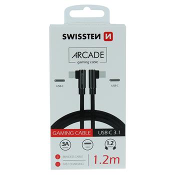 Datový kabel SWISSTEN Textile ARCADE USB-C / USB-C 1,2 m černý