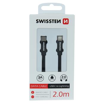 Datový kabel SWISSTEN Textile USB-C / Lightning 2,0m černý