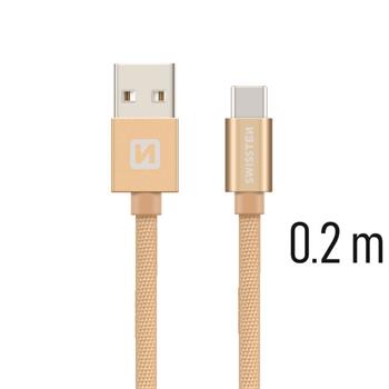 Datový kabel SWISSTEN Textile USB type-C 0,2m zlatý
