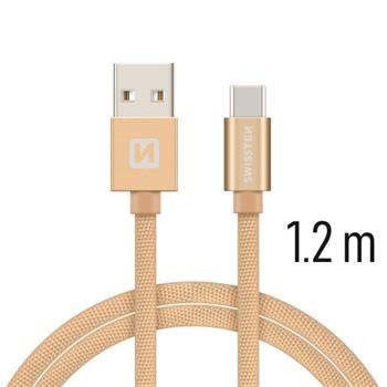 Datový kabel SWISSTEN Textile USB type-C 1,2m zlatý