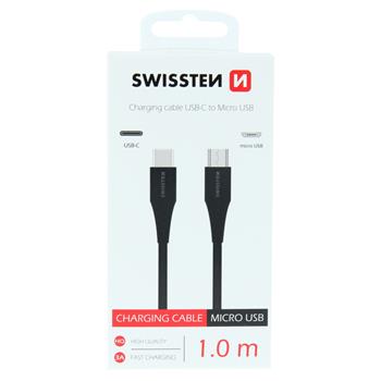 Datový kabel SWISSTEN USB-C / Micro USB 1,0m černý