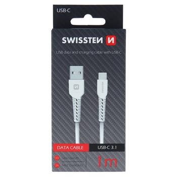 Datový kabel SWISSTEN USB / USB-C 1,0m bílý