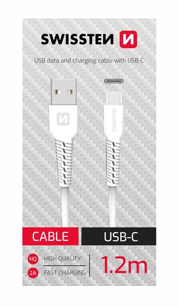 Datový kabel SWISSTEN USB / USB-C 1,2m bílý