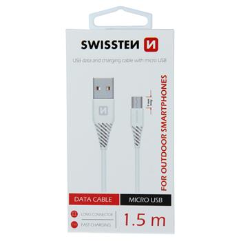 Datový kabel micro USB SWISSTEN 1,5m bílý (9mm)