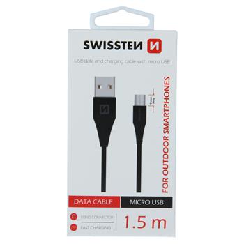 Datový kabel micro USB SWISSTEN 1,5m černý (9mm)