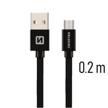 Datový kabel micro USB SWISSTEN Textile 0,2m černý