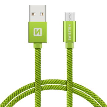 Datový kabel micro USB SWISSTEN Textile 0,2m zelený