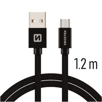 Datový kabel micro USB SWISSTEN Textile 1,2m černý