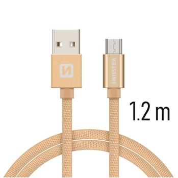 Datový kabel micro USB SWISSTEN Textile 1,2m zlatý