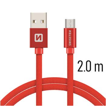 Datový kabel micro USB SWISSTEN Textile 2,0m červený