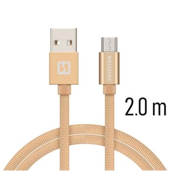 Datový kabel micro USB SWISSTEN Textile 2,0m zlatý