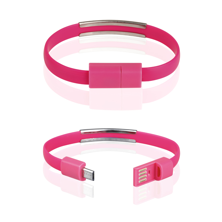 Datový kabel micro USB náramek růžový