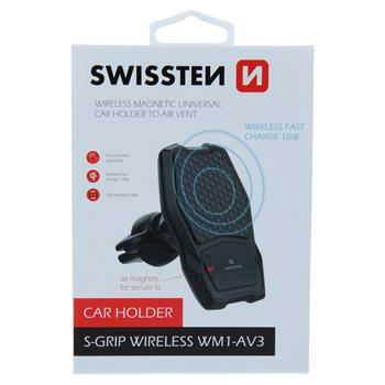Držák do auta SWISSTEN magnetický s bezdrátovým nabíjením WM1-AV3