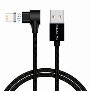Magnetický textilní datový kabel SWISSTEN ARCADE USB / LIGHTNING 1,2 m černý