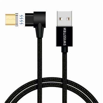 Magnetický textilní datový kabel SWISSTEN ARCADE USB / Micro USB 1,2 m černý