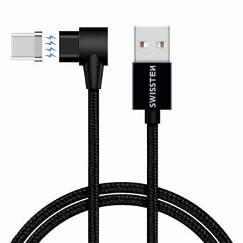 Magnetický textilní datový kabel SWISSTEN ARCADE USB / USB-C 1,2 m černý