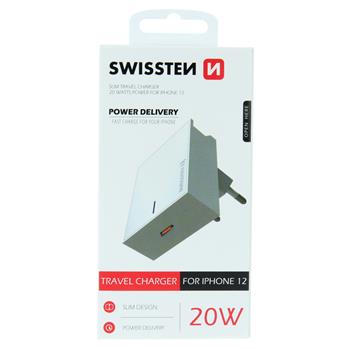 Nabíječka SWISSTEN Power Delivery 20W pro iPhone 12 bílá