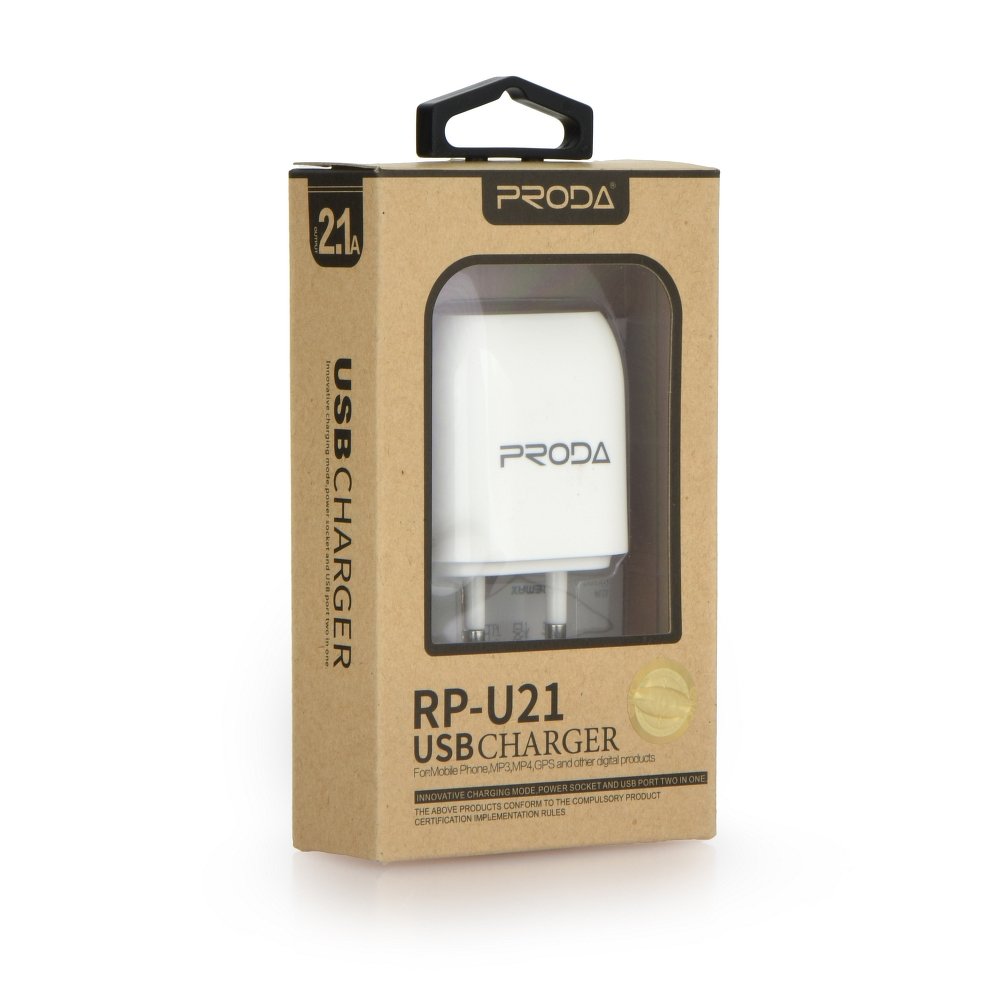 Nabíječka USB REMAX Proda 2xUSB 2,1A RP-U21 bílá
