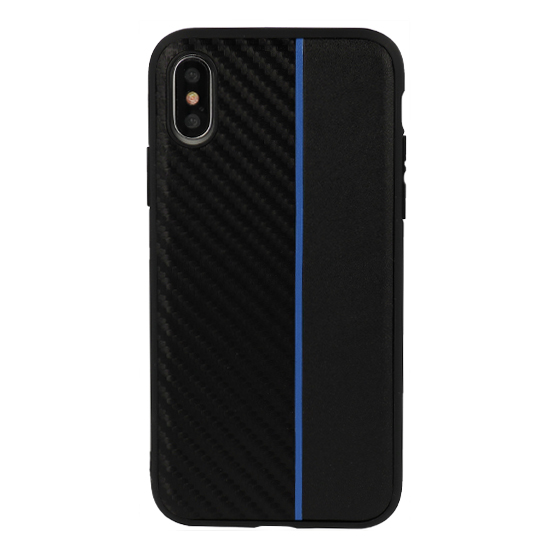 Pouzdro Moto Carbon Samsung J415 Galaxy J4 Plus černé s modrým pruhem
