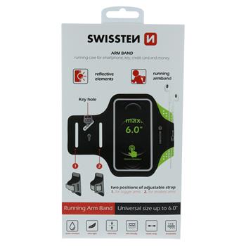 Pouzdro na ruku SWISSTEN Armband vel. 6,0 černá / limetková