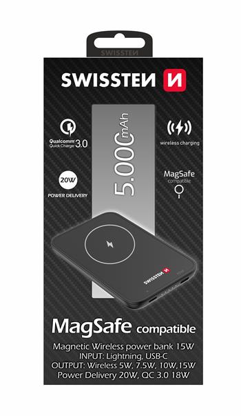 Power Bank SWISSTEN pro iPhone 12 / 13 (MagSafe compatible) 5000 mAh