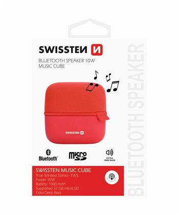 Reproduktory Bluetooth SWISSTEN Music Cube červené