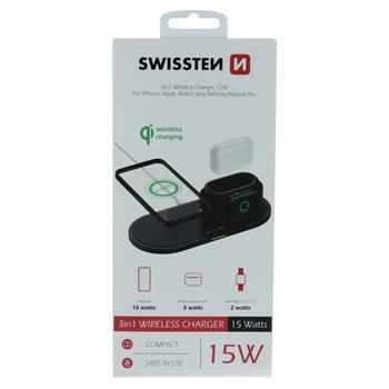 SWISSTEN Wireless nabíječka 3v1 černá