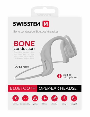 Sluchátka Bluetooth SWISSTEN BONE CONDUCTION bílá