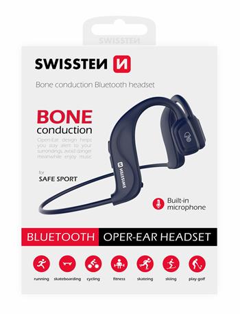 Sluchátka Bluetooth SWISSTEN BONE CONDUCTION modrá