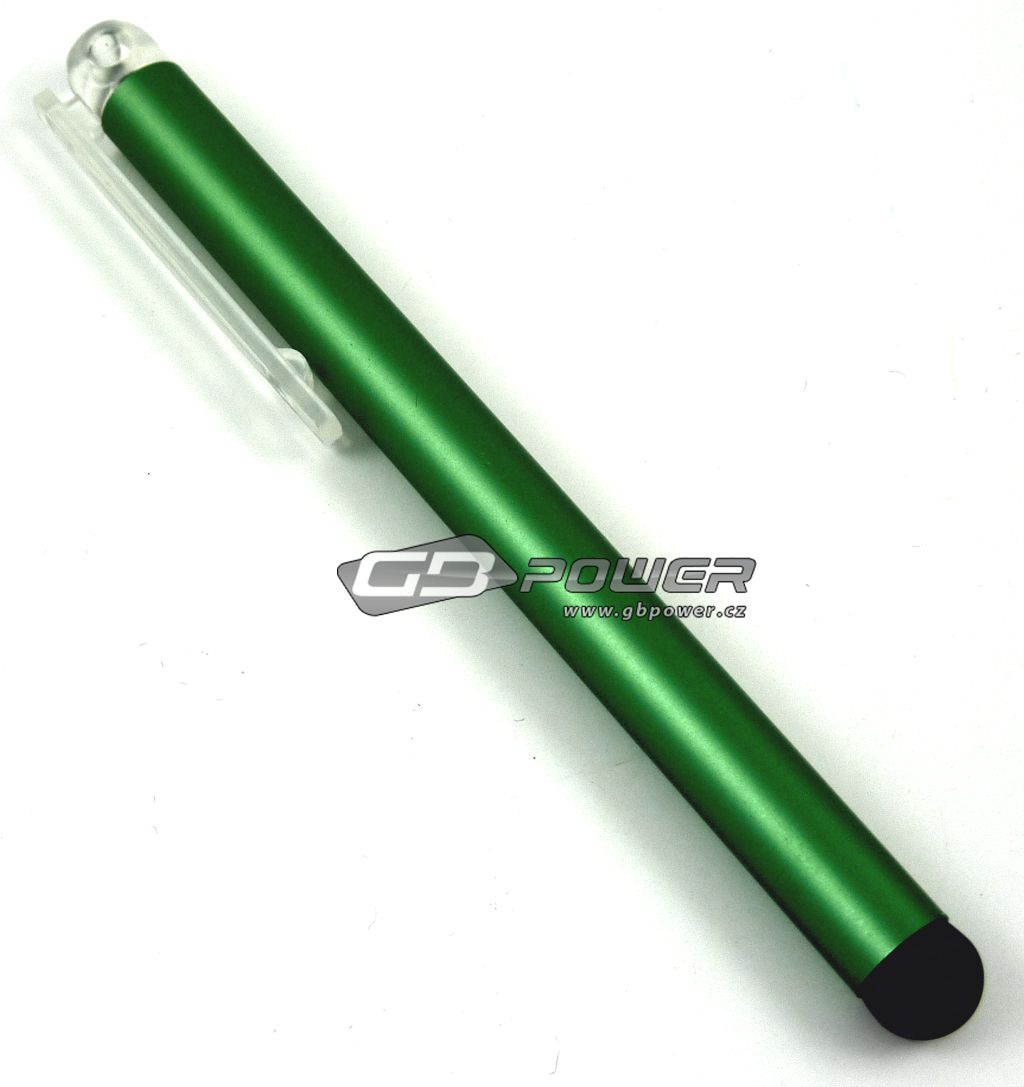 Stylus kapacitní 10cm s uchycením na kapsu zelený