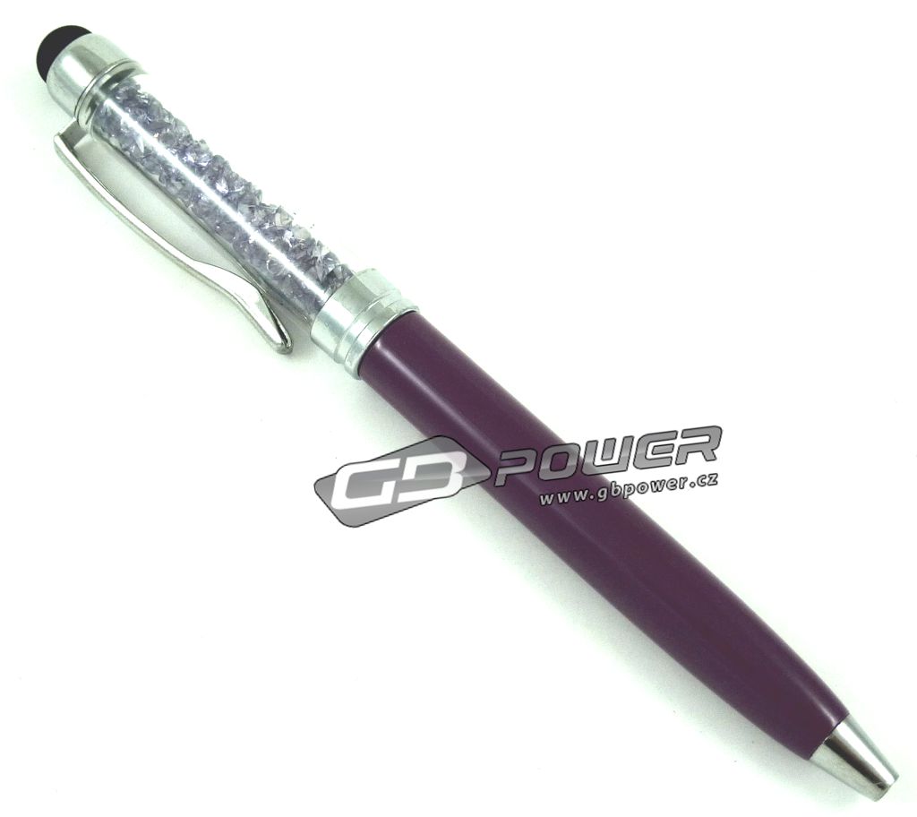 Stylus propiska s kamínky kapacitní fialový