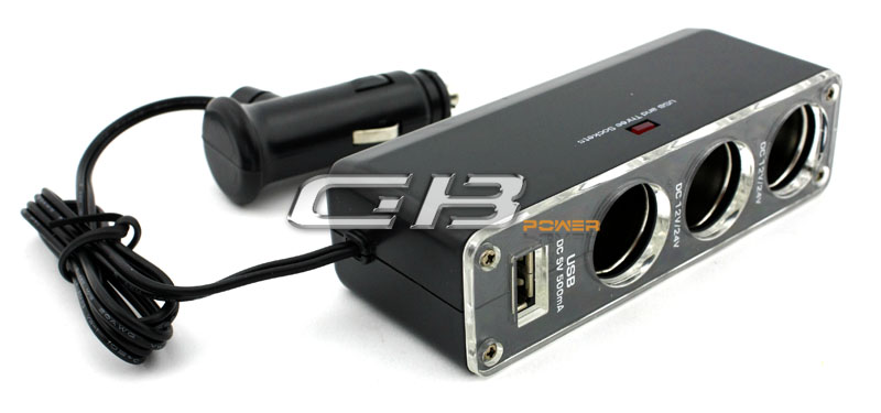 Autonabíječka - roztrojka + USB dlouhý kabel WF-0096