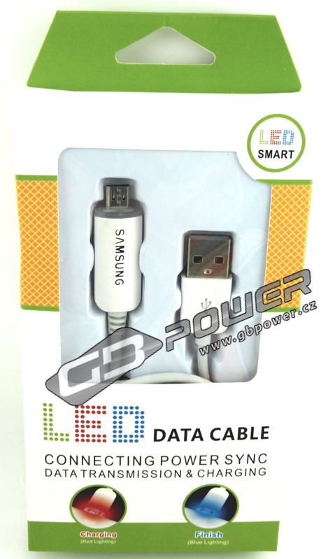 Datový kabel Samsung micro USB svítící s detekcí nabití