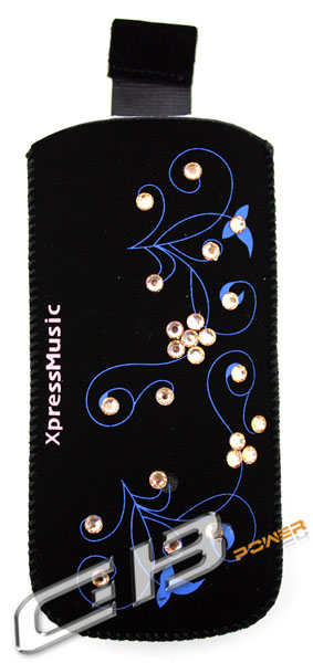 Ponožka ROYAL kytičky modré, kamínky, s vytahovacím páskem, velikost Nokia 5310/6300