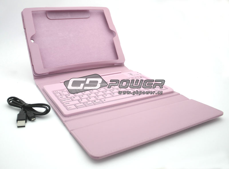 Pouzdro s bluetooth klávesnicí pro Apple iPad Air růžové