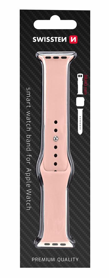 Řemínek pro Apple Watch SWISSTEN silikonový 38-40 mm pískově růžový